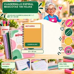 RI-0006818 Cuadernillo Espiral Motarro Mascotas 100 Hojas