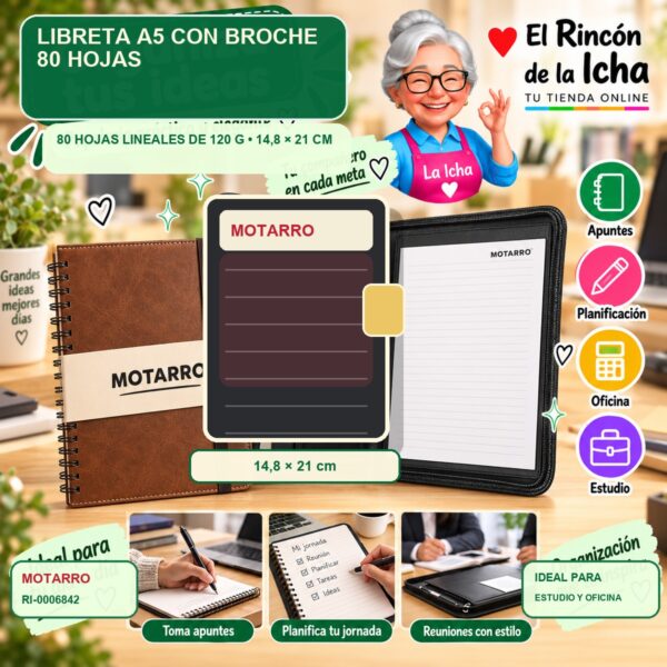 RI-0006842 Libreta A5 Motarro con Broche 80 Hojas