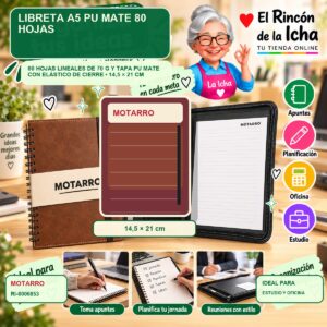 RI-0006853 Libreta A5 PU Mate Motarro 80 Hojas
