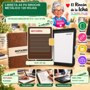 RI-0006860 Libreta A5 PU Motarro Broche Metálico 120 Hojas
