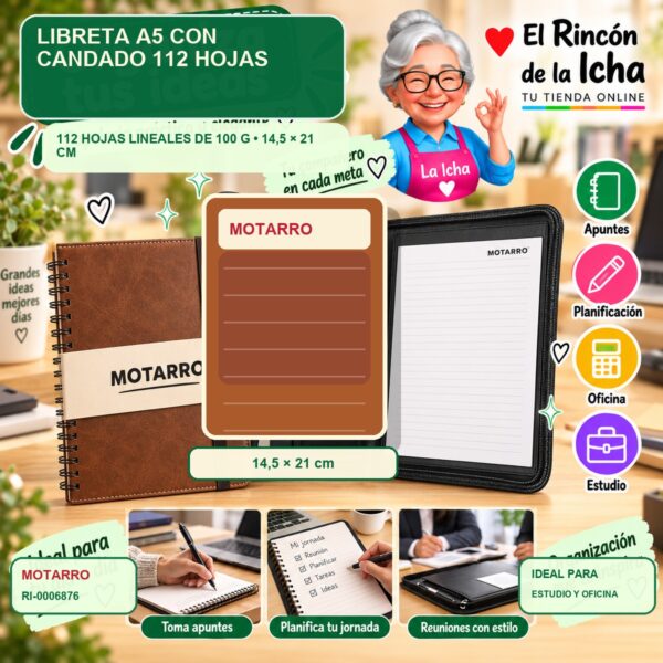 RI-0006876 Libreta A5 Motarro con Candado 112 Hojas