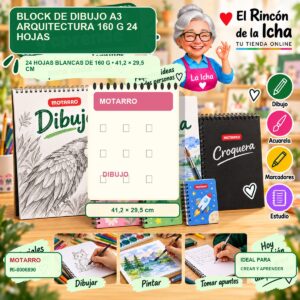 RI-0006890 Block de Dibujo A3 Motarro Arquitectura 160 g 24 Hojas