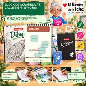 RI-0006896 Block de Acuarela A4 Motarro Calle 240 g 20 Hojas