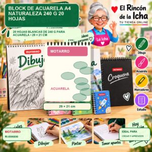 RI-0006898 Block de Acuarela A4 Motarro Naturaleza 240 g 20 Hojas