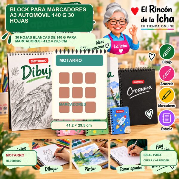 RI-0006902 Block para Marcadores A3 Motarro Automóvil 140 g 30 Hojas