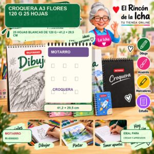 RI-0006903 Croquera A3 Motarro Flores 120 g 25 Hojas