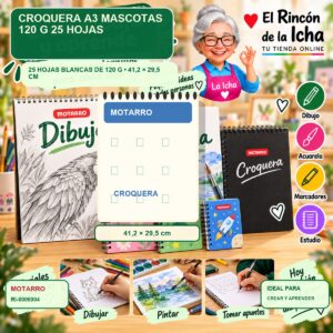 RI-0006904 Croquera A3 Motarro Mascotas 120 g 25 Hojas