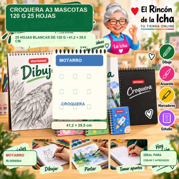 RI-0006904 Croquera A3 Motarro Mascotas 120 g 25 Hojas