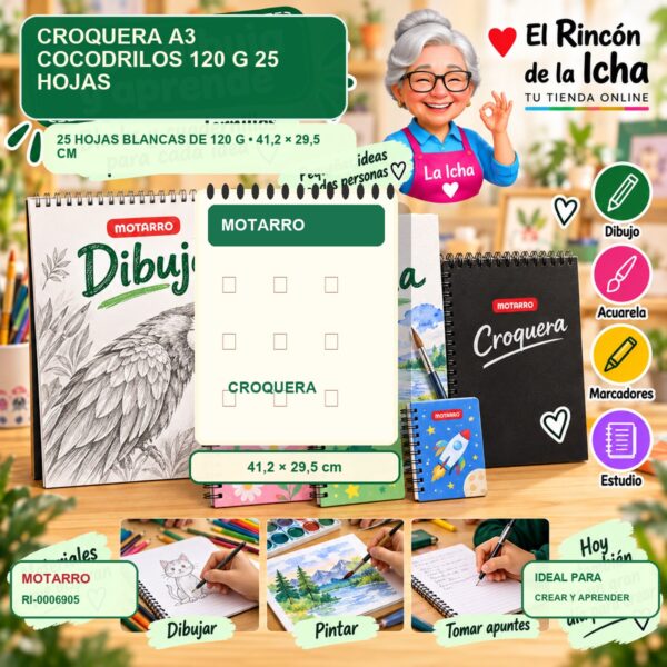 RI-0006905 Croquera A3 Motarro Cocodrilos 120 g 25 Hojas