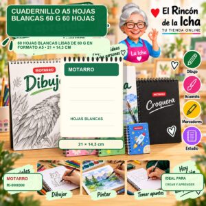 RI-0006908 Cuadernillo A5 Motarro Hojas Blancas 60 g 60 Hojas