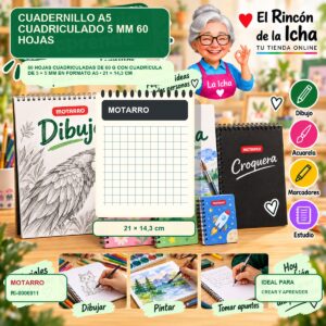 RI-0006911 Cuadernillo A5 Motarro Cuadriculado 5 mm 60 Hojas