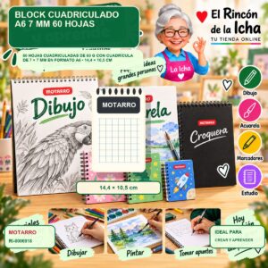 RI-0006918 Block Cuadriculado A6 Motarro 7 mm 60 Hojas