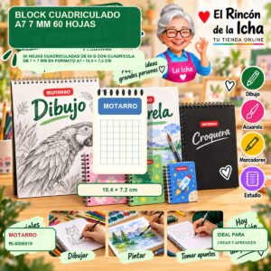 RI-0006919 Block Cuadriculado A7 Motarro 7 mm 60 Hojas
