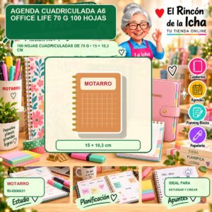 RI-0006931 Agenda Cuadriculada A6 Motarro Office Life 70 g 100 Hojas