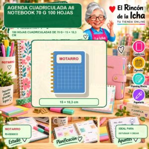 RI-0006933 Agenda Cuadriculada A6 Motarro Notebook 70 g 100 Hojas