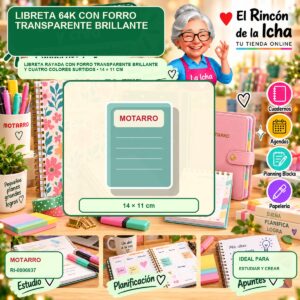 RI-0006937 Libreta 64K Motarro con Forro Transparente Brillante