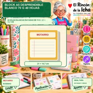 RI-0006942 Block A5 Motarro Desprendible Blanco 70 g 40 Hojas