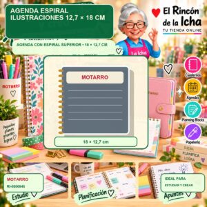 RI-0006946 Agenda Espiral Motarro Ilustraciones 12,7 × 18 cm