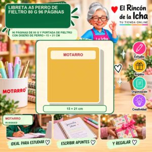 RI-0006959 Libreta A5 Motarro Perro de Fieltro 80 g 96 Páginas