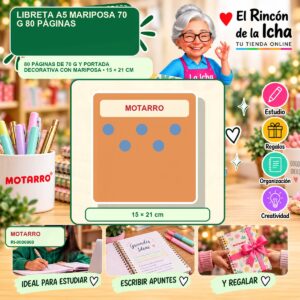 RI-0006960 Libreta A5 Motarro Mariposa 70 g 80 Páginas