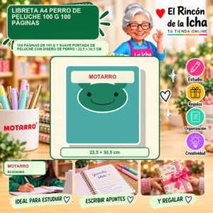 RI-0006966 Libreta A4 Motarro Perro de Peluche 100 g 100 Páginas