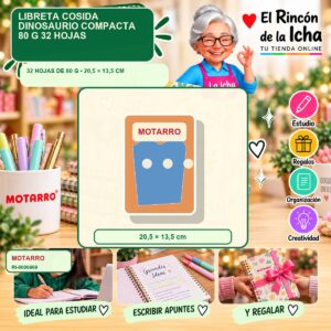RI-0006969 Libreta Cosida Motarro Dinosaurio Compacta 80 g 32 Hojas