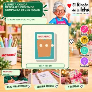 RI-0006971 Libreta Cosida Motarro Mensajes Positivos Compacta 80 g 32 Hojas