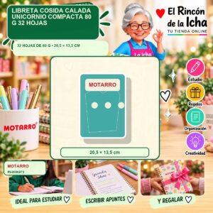 RI-0006973 Libreta Cosida Calada Motarro Unicornio Compacta 80 g 32 Hojas