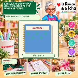 RI-0006980 Libreta A5 Motarro Lucky Day con Divisores 70 g 80 Hojas Arcoíris