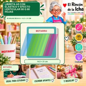 RI-0006982 Libreta A5 Motarro con Elástico y Efecto Lenticular 80 g 80 Hojas