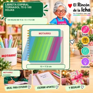 RI-0006984 Libreta Espiral Motarro Tornasol 75 g 100 Hojas
