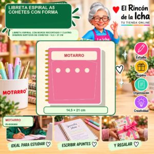 RI-0006986 Libreta Espiral A5 Motarro Cohetes con Forma