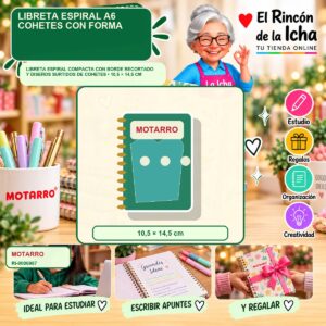 RI-0006987 Libreta Espiral A6 Motarro Cohetes con Forma