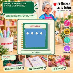 RI-0006988 Libreta Espiral A5 Motarro Gatos con Forma