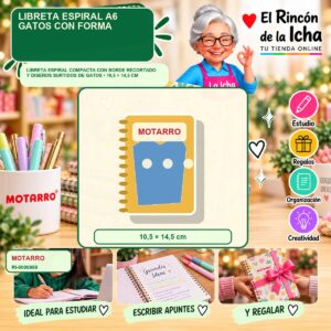 RI-0006989 Libreta Espiral A6 Motarro Gatos con Forma