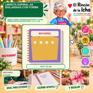RI-0006990 Libreta Espiral A5 Motarro Bailarinas con Forma