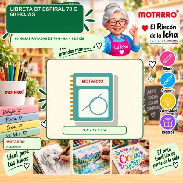 RI-0006999 Libreta B7 Motarro Espiral 70 g 60 Hojas