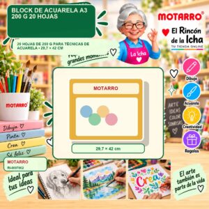 RI-0007002 Block de Acuarela A3 Motarro 200 g 20 Hojas