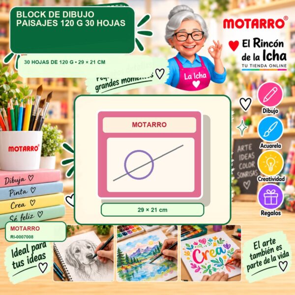 RI-0007008 Block de Dibujo Motarro Paisajes 120 g 30 Hojas