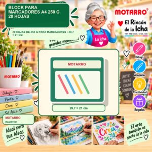 RI-0007011 Block para Marcadores A4 Motarro 250 g 20 Hojas
