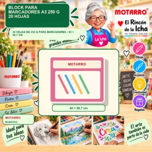 RI-0007012 Block para Marcadores A3 Motarro 250 g 20 Hojas