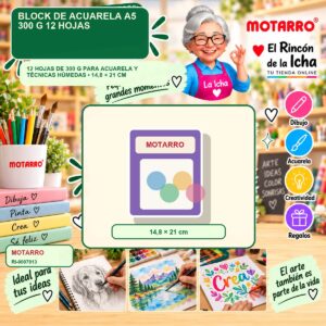RI-0007013 Block de Acuarela A5 Motarro 300 g 12 Hojas