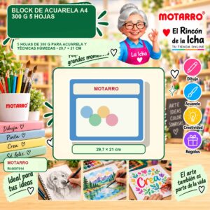RI-0007014 Block de Acuarela A4 Motarro 300 g 5 Hojas