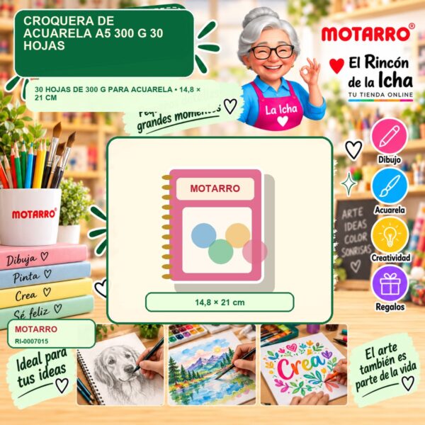 RI-0007015 Croquera de Acuarela A5 Motarro 300 g 30 Hojas