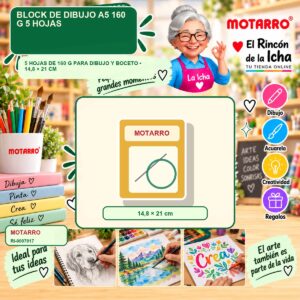 RI-0007017 Block de Dibujo A5 Motarro 160 g 5 Hojas