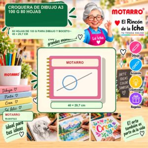 RI-0007023 Croquera de Dibujo A3 Motarro 100 g 80 Hojas