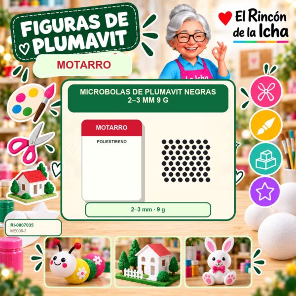 RI-0007035 Microbolas de Plumavit Motarro Negras 2–3 mm 9 g