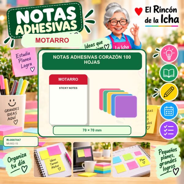 RI-0007047 Notas Adhesivas Motarro Corazón 100 Hojas