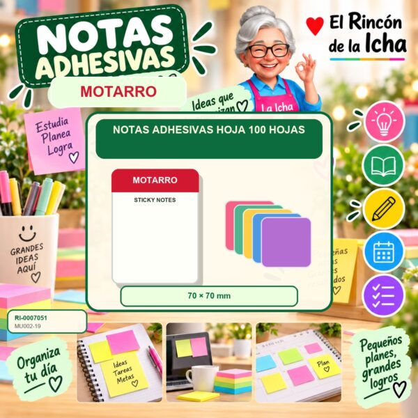 RI-0007051 Notas Adhesivas Motarro Hoja 100 Hojas