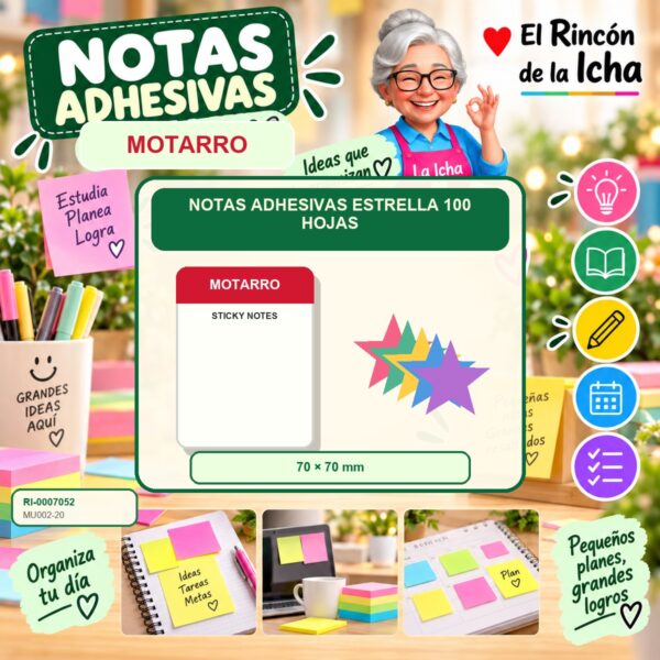 RI-0007052 Notas Adhesivas Motarro Estrella 100 Hojas